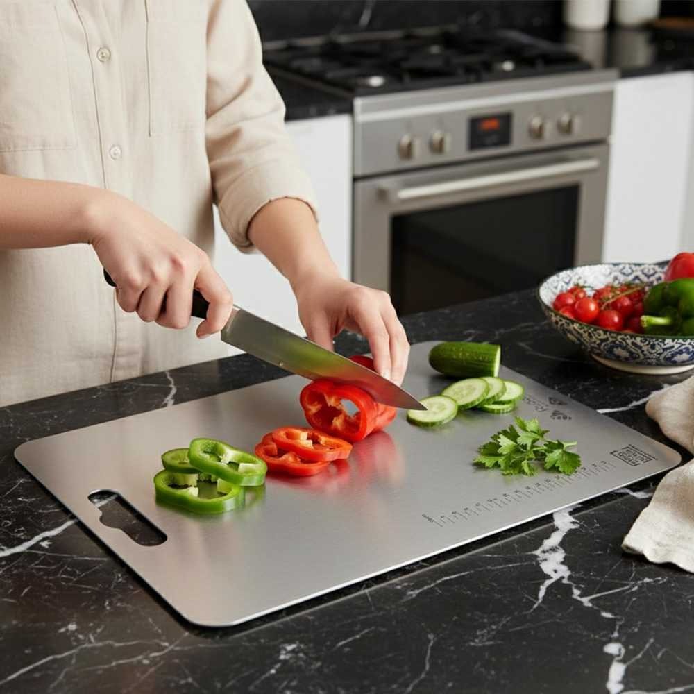 Premium Bamboo Cutting Board with Easy-Grip Handle